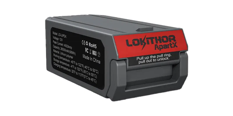 LO-LIPOX – LOKITHOR Battery, For Use With ApartX Jump Starter 12 Volt Lithium Polymer 26500 Milliampere Hour Capacity...